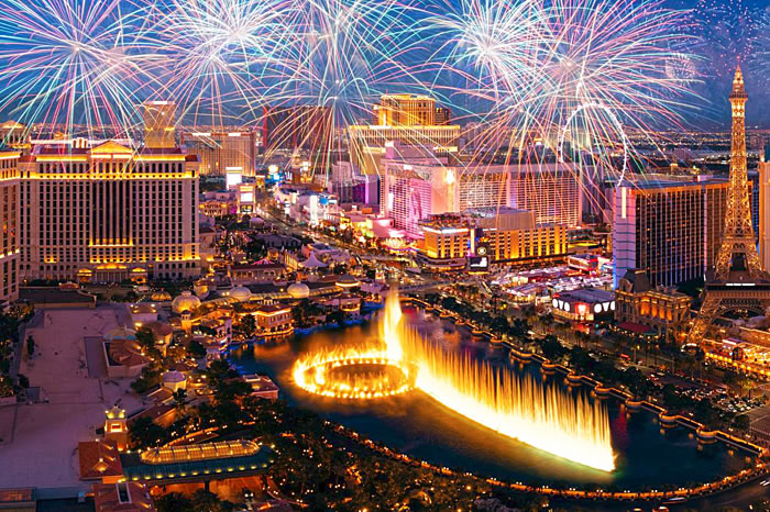Las Vegas Strip fireworks helicopter flight