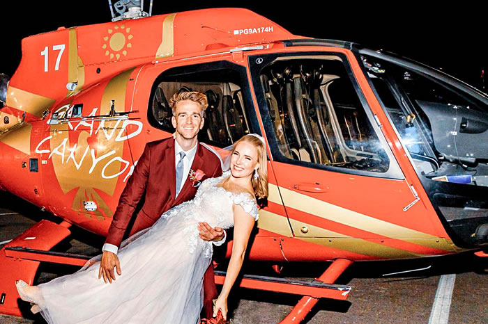 Las Vegas helicopter wedding packages include a private helicopter